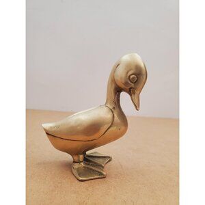 Vintage Brass Duck, Mid Century Home Decor, Woodland Creature, Brass Figurine,